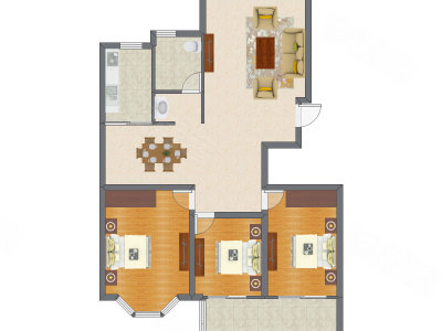 3室2厅 146.00平米户型图