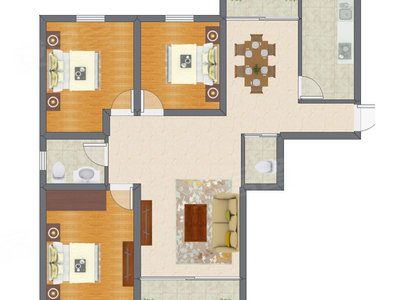 2室2厅 140.88平米户型图