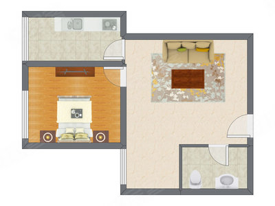 1室1厅 67.01平米户型图