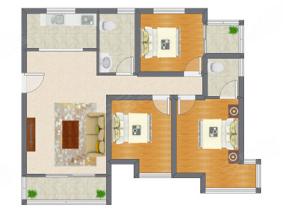3室1厅 118.62平米