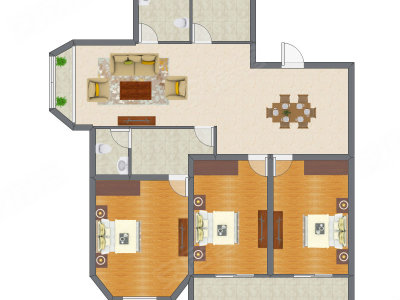 3室2厅 154.50平米