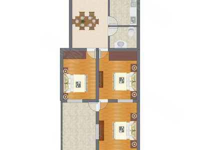 3室1厅 65.72平米