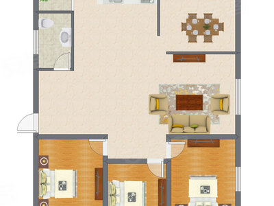 3室2厅 108.53平米