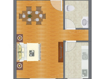1室0厅 54.76平米户型图