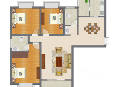 3室2厅 99.22平米