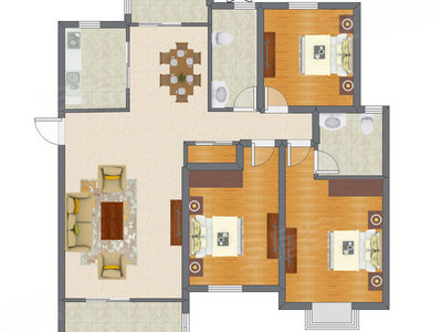 3室2厅 153.00平米户型图