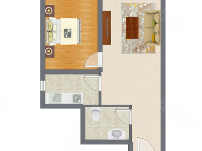 1室1厅 60.83平米户型图
