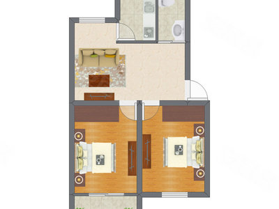 2室1厅 47.16平米