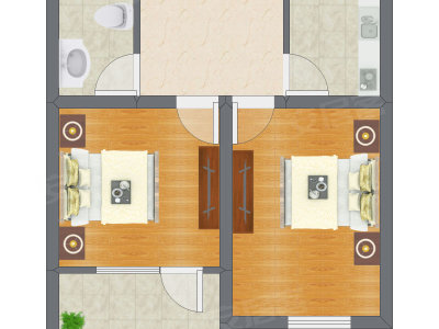 2室1厅 51.98平米