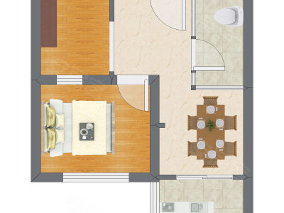 1室1厅 35.34平米户型图