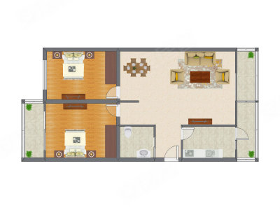 2室2厅 114.92平米户型图