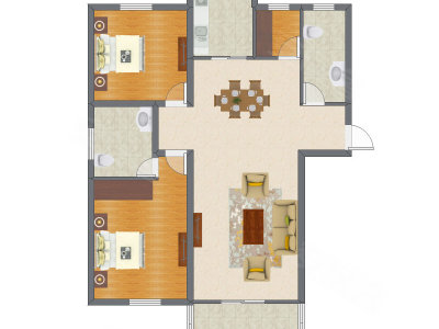 2室2厅 93.33平米户型图