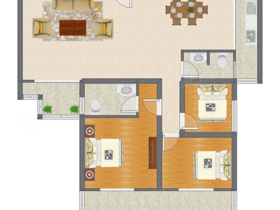 3室2厅 142.64平米户型图