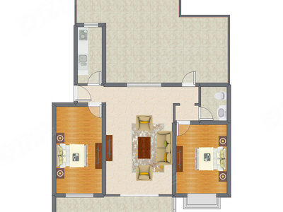2室1厅 113.13平米户型图