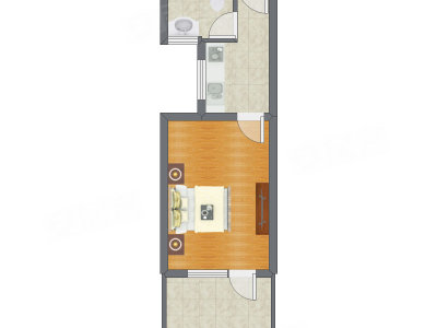 1室0厅 37.39平米户型图