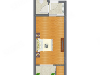 1室0厅 40.78平米户型图