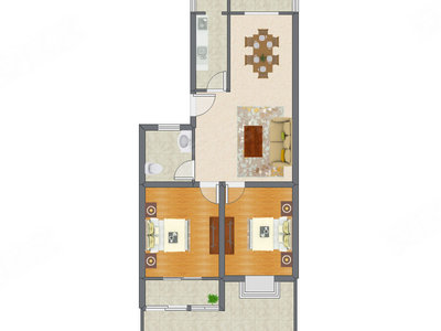 2室2厅 89.56平米