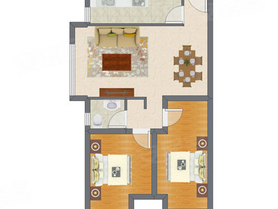 2室2厅 80.25平米户型图