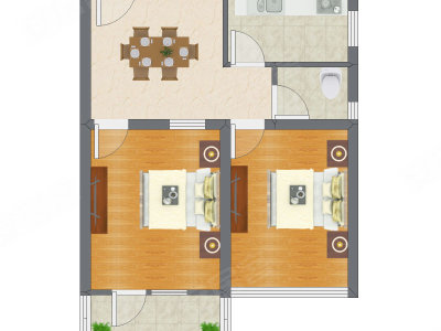 2室1厅 66.72平米户型图