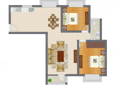 2室2厅 104.40平米户型图