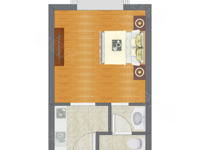 1室0厅 21.12平米户型图