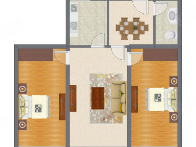 2室2厅 103.72平米户型图