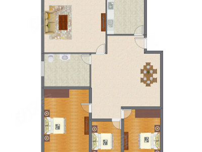 3室2厅 162.53平米户型图