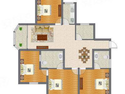 4室2厅 128.80平米