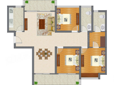 3室2厅 129.02平米