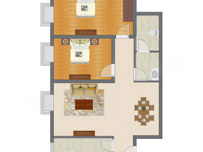 2室2厅 108.76平米户型图
