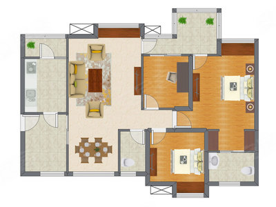 3室2厅 97.45平米
