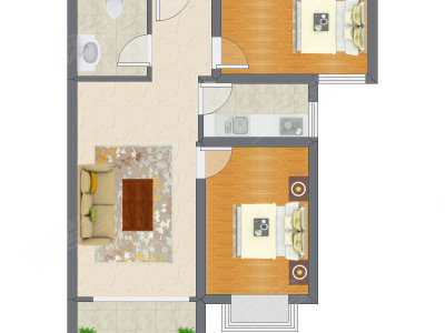 2室1厅 83.76平米户型图