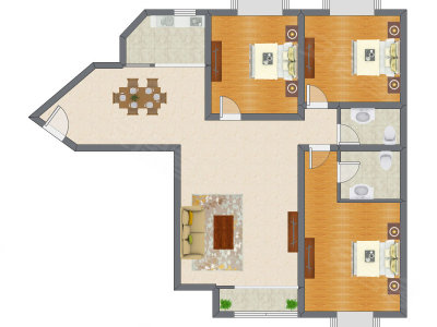 3室2厅 164.54平米