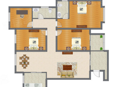 4室2厅 168.00平米户型图