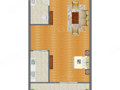 1室1厅 41.22平米户型图