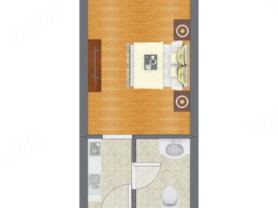 1室0厅 38.30平米户型图