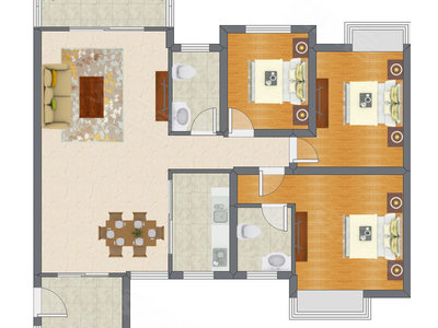 3室2厅 120.61平米户型图