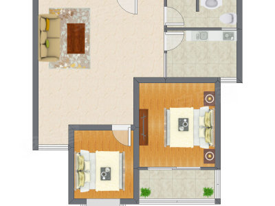 2室2厅 90.41平米户型图