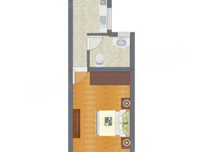 1室0厅 34.48平米户型图