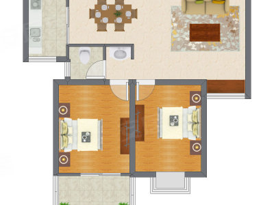 2室2厅 78.65平米户型图