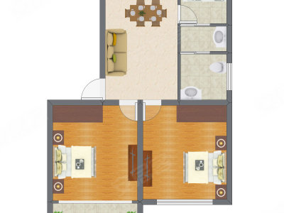 2室1厅 69.89平米