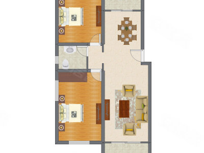 2室2厅 96.80平米户型图