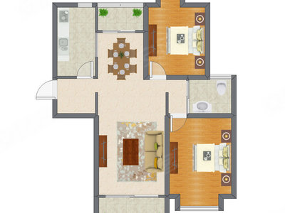 2室2厅 98.04平米
