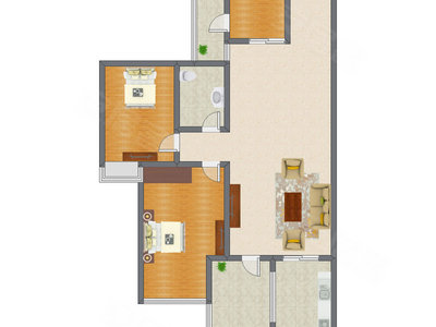 2室1厅 88.21平米户型图