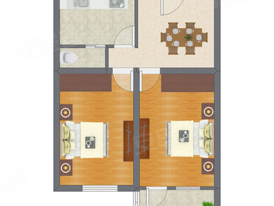 2室1厅 90.41平米户型图