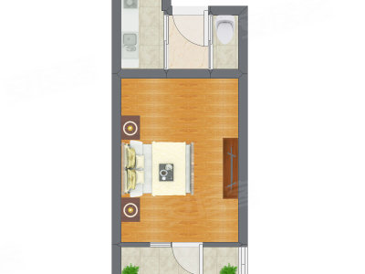 1室1厅 30.37平米户型图