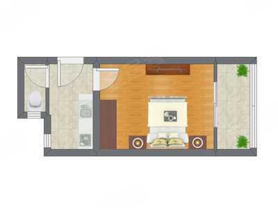 1室0厅 32.11平米户型图