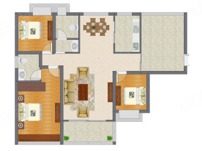 3室2厅 116.36平米户型图