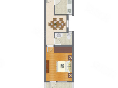 1室1厅 44.21平米户型图