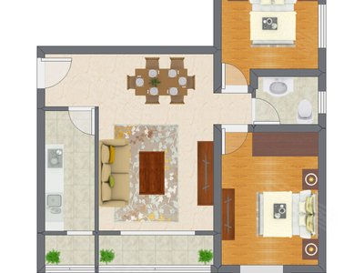 2室1厅 89.00平米